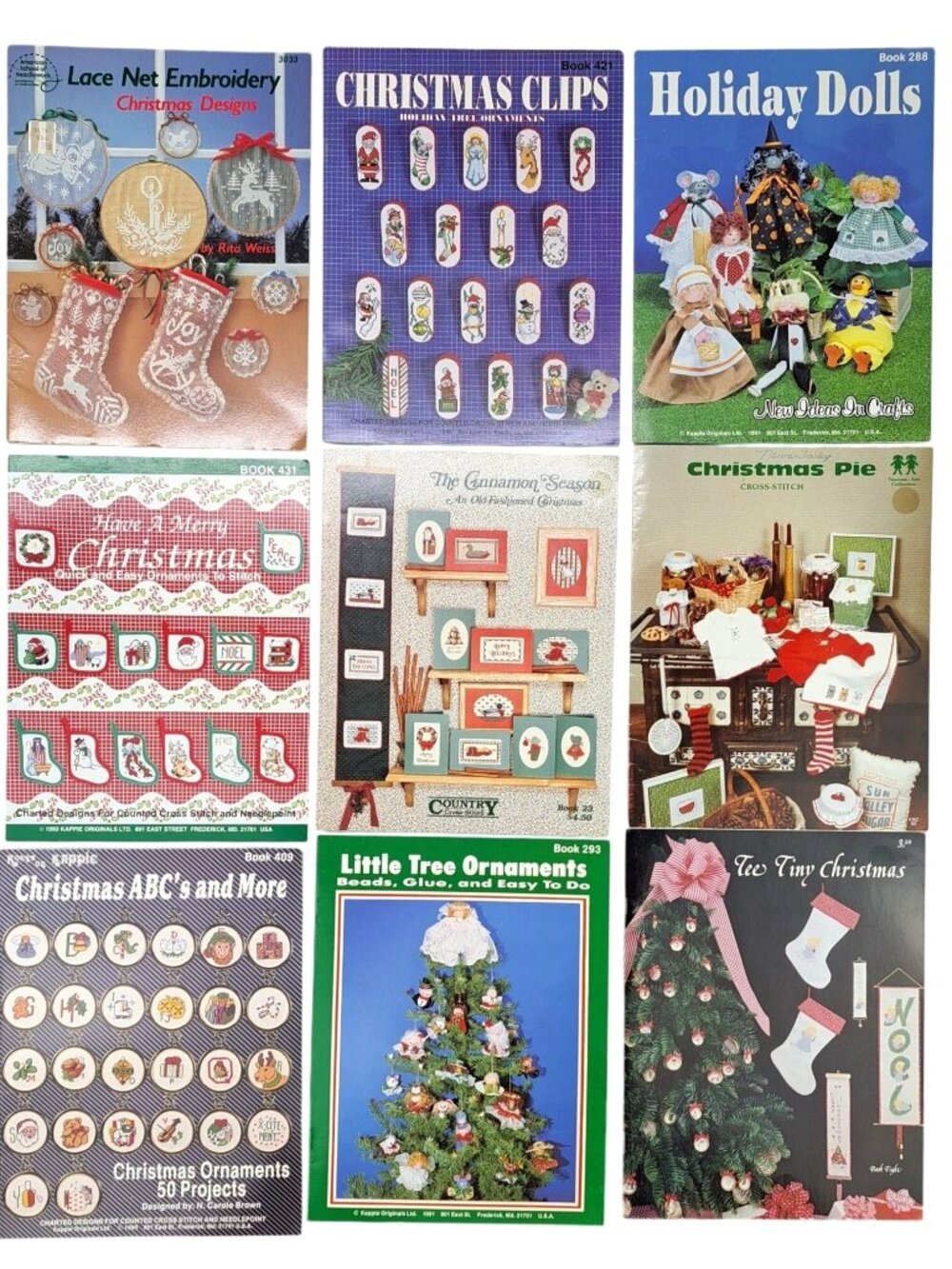 Vintage Assorted Christmas Craft Pattern Books Lot Of 9 Cross-Stitch Embroidery